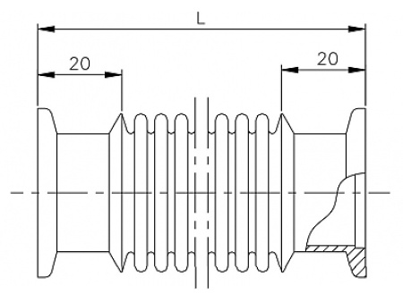Сильфонный шланг в оплетке KF16, L = 250